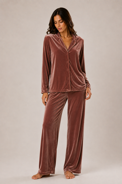 Pantalone in Velluto di Seta Rosa