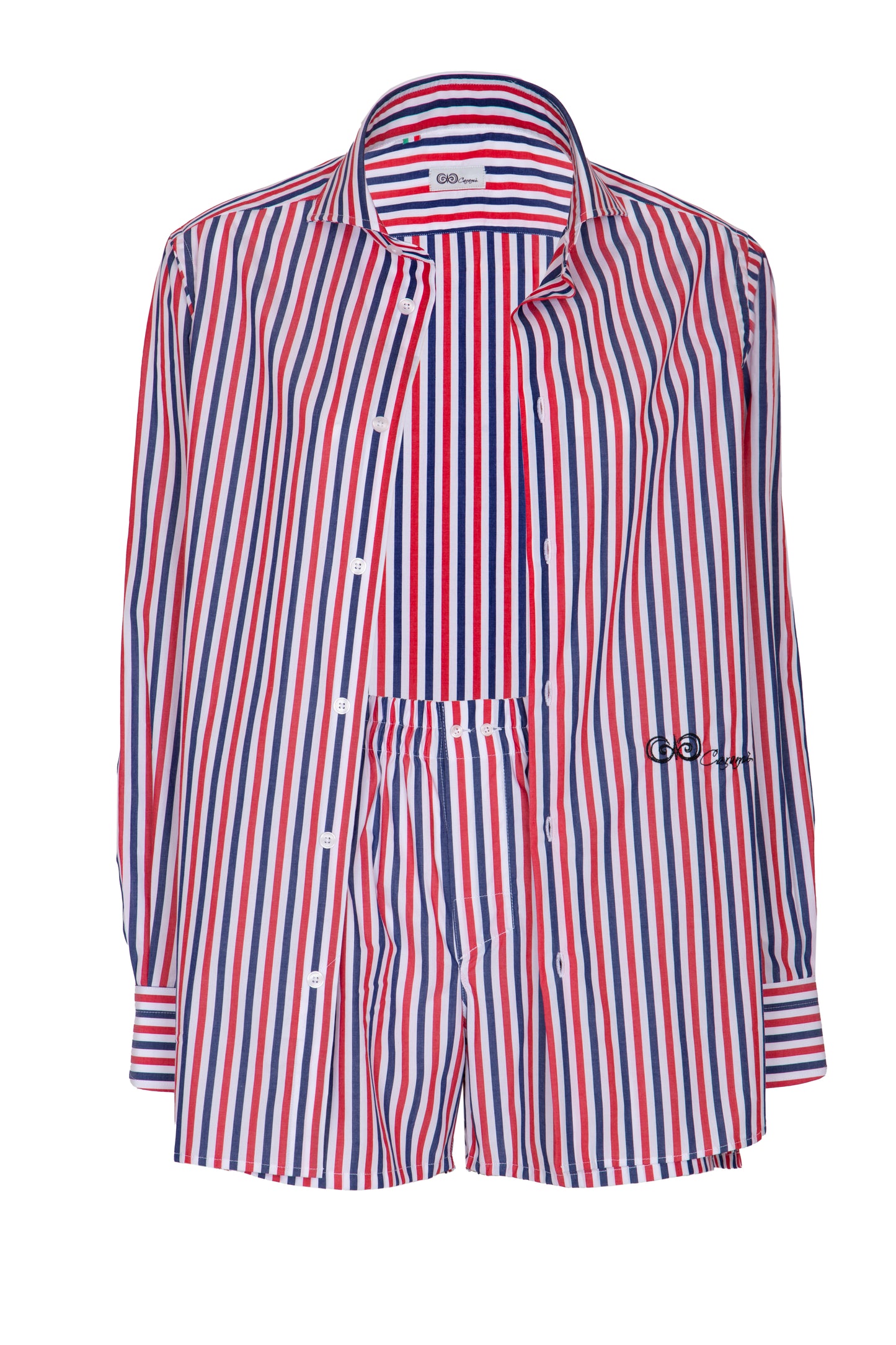 Red Tricolor Cotton Shirt 