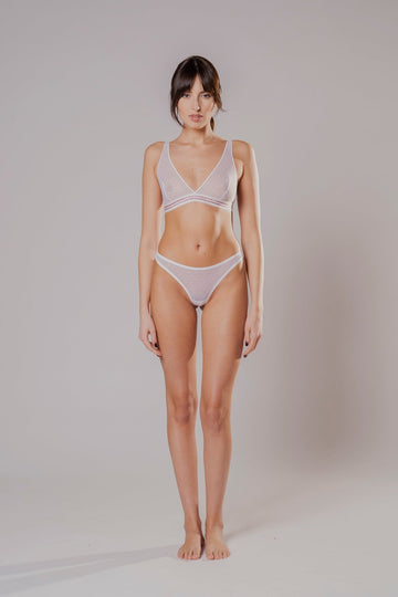 Slip String Plumetis Blanc