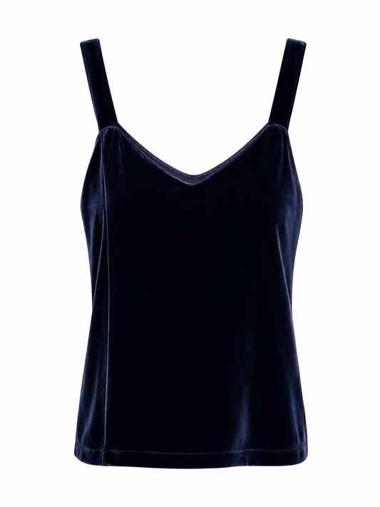 Top in Velluto di Seta Blu