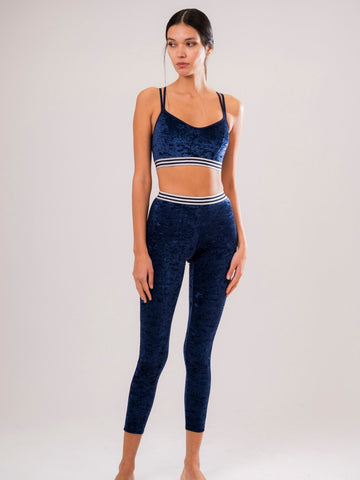 Legging de sport en velours bleu