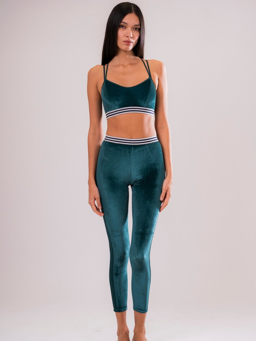 Caramì Green Velvet Sports Leggings Made in Italy activewear