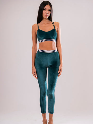 Legging de sport en velours vert