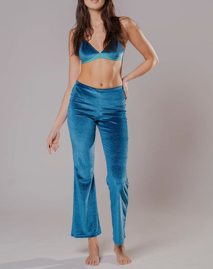 Pantajazz in Velluto Azzurro Petrolio - Carami - Caramì Lingerie & Activewear Made in Italy