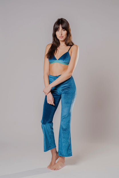 Pantajazz in Velluto Azzurro Petrolio - Carami - Caramì Lingerie & Activewear Made in Italy