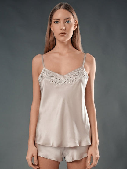 Top in Satin di Seta Rosa Perlato - Carami