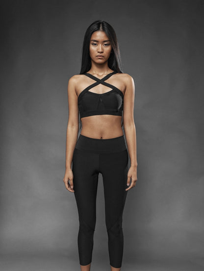 Top Sport Nero Incrociato Olimpia - Carami - Caramì Lingerie & Activewear Made in Italy