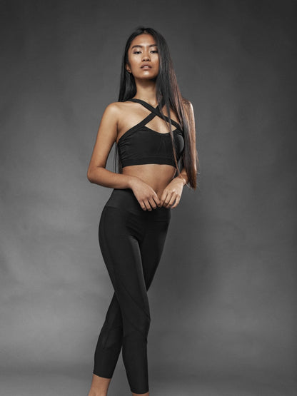 Top Sport Nero Incrociato Olimpia - Carami - Caramì Lingerie & Activewear Made in Italy
