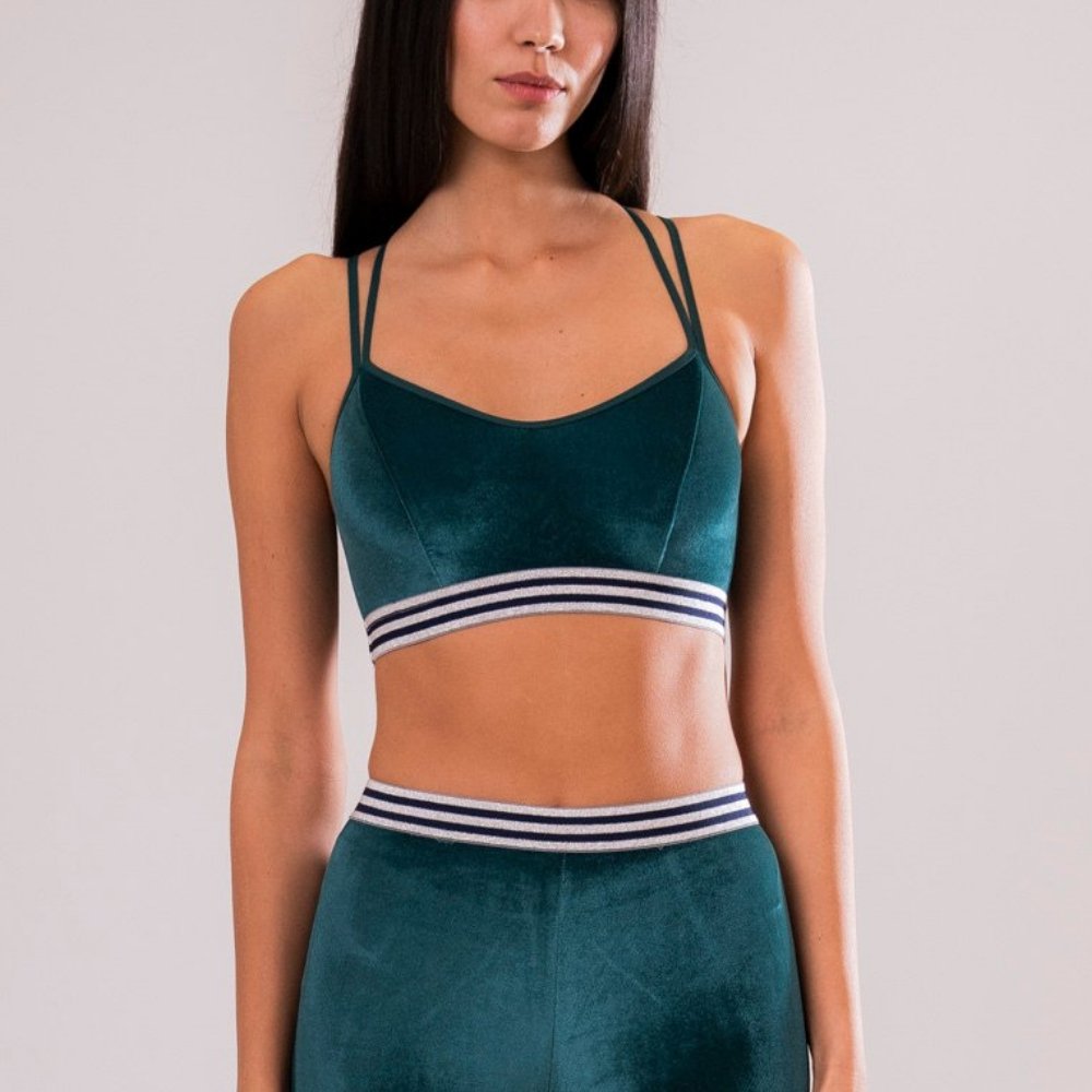 Caramì Green Velvet Sports Top Made in Italy activewear